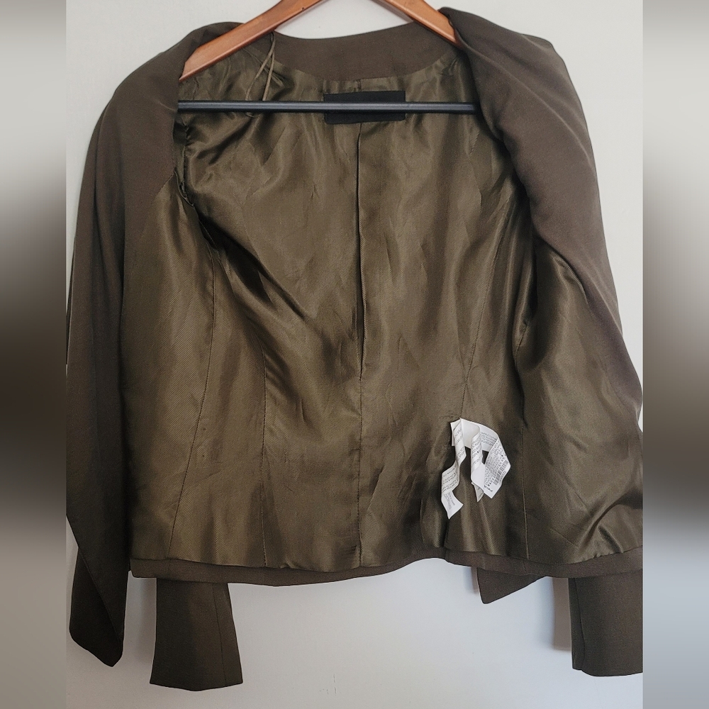 Zara Basic Green Draped Front Blazer - image 5